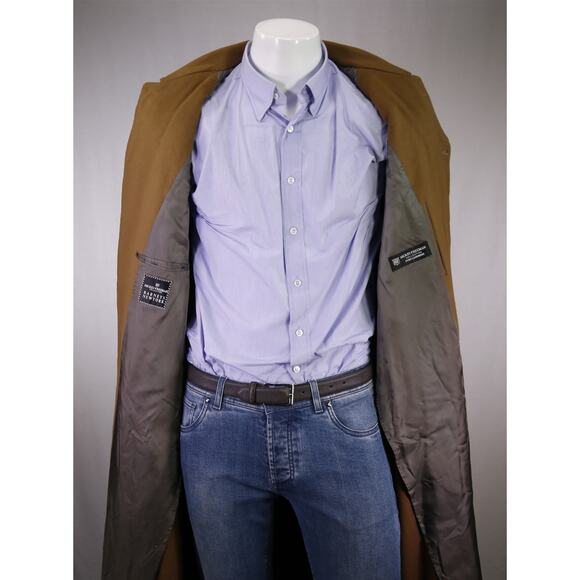Hickey Freeman Raglan Camel Brown 100% Cashmere Top Coat Overcoat 42L - Picture 7 of 10